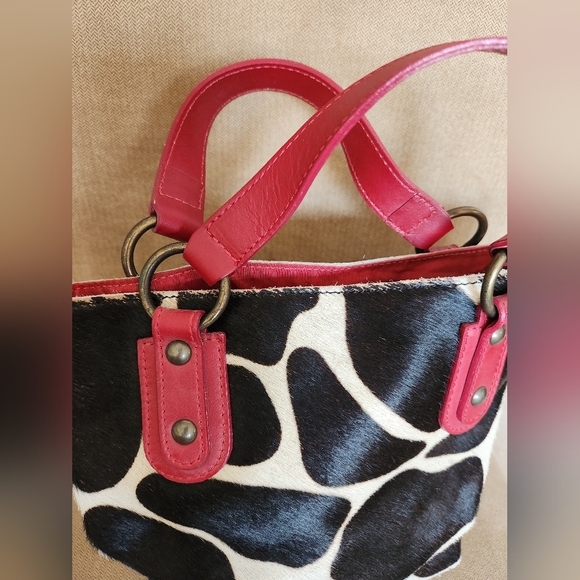 MAURIZIO TAIUTI Cowhide Tote Bag with Red Leather handles - Picture 4 of 7